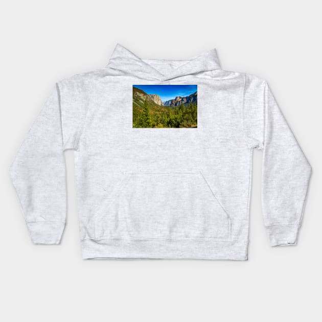 Tunnel View, El Capitan Half Dome Cathedral Rocks, Yosemite National Park Kids Hoodie by Gestalt Imagery